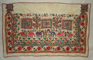 Khil Wall Hanging From Chotila Distric Of Saurashtra Gujarat.India.Used by the Kathi Darbar Family.Its size is 95cm x 154cm(DSC04670 New).             