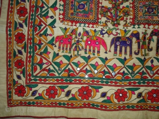 Khil Wall Hanging From Chotila Distric Of Saurashtra Gujarat.India.Used by the Kathi Darbar Family.Its size is 95cm x 154cm(DSC04670 New).             