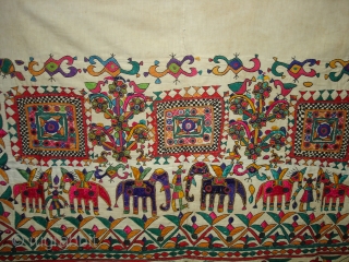 Khil Wall Hanging From Chotila Distric Of Saurashtra Gujarat.India.Used by the Kathi Darbar Family.Its size is 95cm x 154cm(DSC04670 New).             