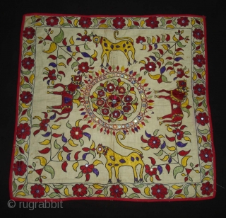 Chakla An Embroidered Cloth used for some special occasions by the Kathi Darbar caste of Saurashtra Gujarat. India. Its size is 70cmX70cm (DSC02494 New).         