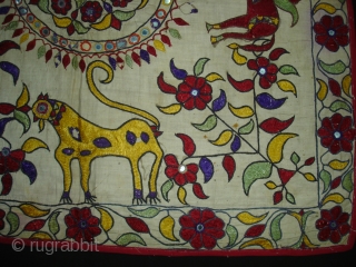 Chakla An Embroidered Cloth used for some special occasions by the Kathi Darbar caste of Saurashtra Gujarat. India. Its size is 70cmX70cm (DSC02494 New).         