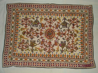 Wall Haning (Small Dharaniya) An Embroidered Cloth used for some special occasions by the Ahir caste of Kutch Gujarat. India. Its size is 70cmX96cm (DSC02505 New).       