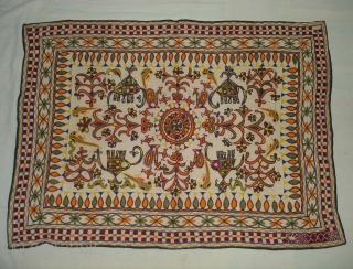 Wall Haning (Small Dharaniya) An Embroidered Cloth used for some special occasions by the Ahir caste of Kutch Gujarat. India. Its size is 70cmX96cm (DSC02505 New).       