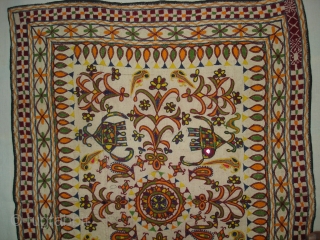 Wall Haning (Small Dharaniya) An Embroidered Cloth used for some special occasions by the Ahir caste of Kutch Gujarat. India. Its size is 70cmX96cm (DSC02505 New).       