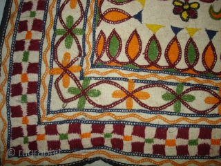 Wall Haning (Small Dharaniya) An Embroidered Cloth used for some special occasions by the Ahir caste of Kutch Gujarat. India. Its size is 70cmX96cm (DSC02505 New).       