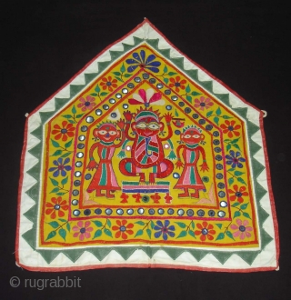 Ganesh Sthapna An Embroidered shrine cloth used on the special occasions by the Kanbi farming caste of Saurashtra,Gujarat. India.Its size is 58cmX70cm (DSC02511 new).         