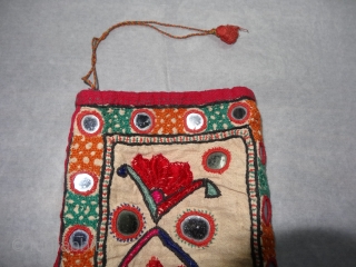 Dowry Bujki Bag From Sindh Region of Pakistan, India.Cotton Embroidered with Silk, Its size is 14cmX24m(DSC03292 New).                