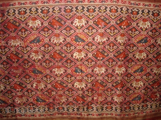 Nari Kunj Patola Dupatta Fragment , Silk Double Ikat,Probably Patan Gujarat. India.This Patola Uses one of the most Rare designs,known as Nari Kunj Patola.Its size is 130cmX222cm(DSC02589 New).     