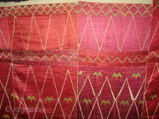 Thirma Wedding Bagh From West(Pakistan)Punjab.India. Embroidery Of this Bagh may have been imitating the Point of Mountain-like motif of ikat weaving(DSC05131 New).           