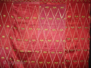 Thirma Wedding Bagh From West(Pakistan)Punjab.India. Embroidery Of this Bagh may have been imitating the Point of Mountain-like motif of ikat weaving(DSC05131 New).           