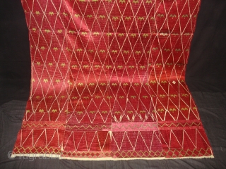 Thirma Wedding Bagh From West(Pakistan)Punjab.India. Embroidery Of this Bagh may have been imitating the Point of Mountain-like motif of ikat weaving(DSC05131 New).           