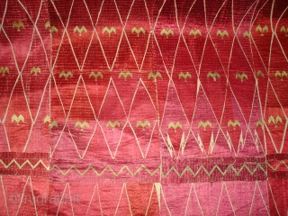 Thirma Wedding Bagh From West(Pakistan)Punjab.India. Embroidery Of this Bagh may have been imitating the Point of Mountain-like motif of ikat weaving(DSC05131 New).           