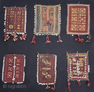 Six Different type's off Ceremonial Banjara Gala From different Region of India. India. C.1900.Embroidered on cotton. Gala is traditionally used by women to carry pots on their heads(154137).     
