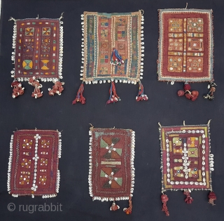 Six Different type's off Ceremonial Banjara Gala From different Region of India. India. C.1900.Embroidered on cotton. Gala is traditionally used by women to carry pots on their heads(154137).     