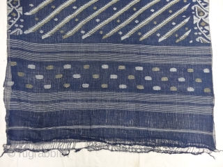 Dhakai Jamdani Saree Indigo blue Natural Colour, Cotton with Real Zari weaving From Dhaka District, of Bangladesh. India. Jamdani was originally known as Dhakai named after the city of Dhaka, Jamdani is  ...