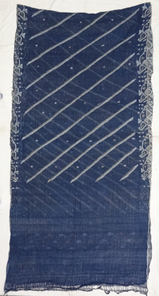 Dhakai Jamdani Saree Indigo blue Natural Colour, Cotton with Real Zari weaving From Dhaka District, of Bangladesh. India. Jamdani was originally known as Dhakai named after the city of Dhaka, Jamdani is  ...