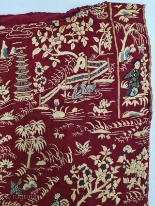 Cheena-Cheeni no Jhablo or Jhablo (Blouse) of Parsi Community From Surat Gujarat India. 

The pattern Elements of this Jhabla is related to a folk Tale. 

The garden scene is filled with repeats of a variety of flowering trees,  ...