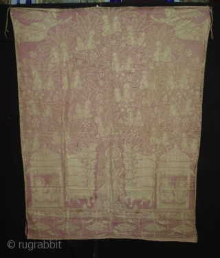 Cotton Lace net Pichwai of Nand Utsav From Germany ,Made for Indian Market C.1900.Its size is 113cmX146cm(DSC03990 New).               