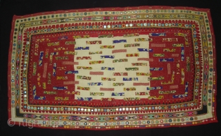 Embroidered and Printed Patch work Quilt From Dwaraka Region of Saurashtra Gujarat.India.very fine quilted and Patch work.Rare kind of Piece.Its size is 65cmX102cm(DSC04270 New).         