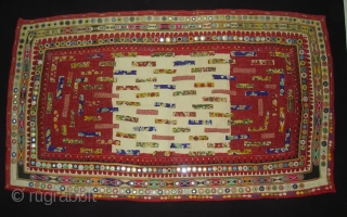 Embroidered and Printed Patch work Quilt From Dwaraka Region of Saurashtra Gujarat.India.very fine quilted and Patch work.Rare kind of Piece.Its size is 65cmX102cm(DSC04270 New).         