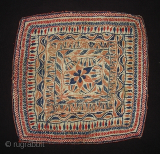 Kantha cotton Plain weave with cotton embroidered Kantha Probably From Faridpur Distric,East Bengal(Bangladesh)region. India.C.1900.Its size is 31cmX31cm(DSC02617 New).               