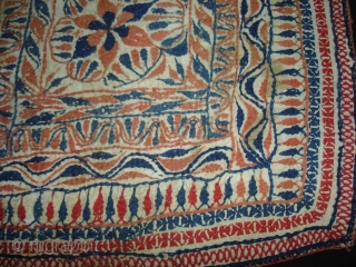 Kantha cotton Plain weave with cotton embroidered Kantha Probably From Faridpur Distric,East Bengal(Bangladesh)region. India.C.1900.Its size is 31cmX31cm(DSC02617 New).               