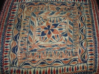 Kantha cotton Plain weave with cotton embroidered Kantha Probably From Faridpur Distric,East Bengal(Bangladesh)region. India.C.1900.Its size is 31cmX31cm(DSC02617 New).               