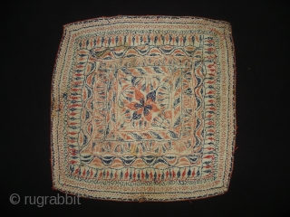 Kantha cotton Plain weave with cotton embroidered Kantha Probably From Faridpur Distric,East Bengal(Bangladesh)region. India.C.1900.Its size is 31cmX31cm(DSC02617 New).               