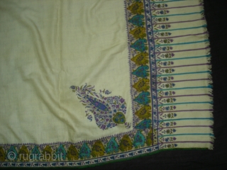 Dorukha Palledar shawl (Pashmina Wool)with Doranga Embroidery From Bengal, India.C.1870.Its size is 130cmX315cm. Good condition(DSC05467 New).                 