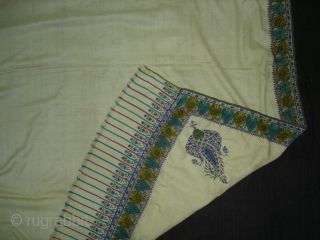 Dorukha Palledar shawl (Pashmina Wool)with Doranga Embroidery From Bengal, India.C.1870.Its size is 130cmX315cm. Good condition(DSC05467 New).                 