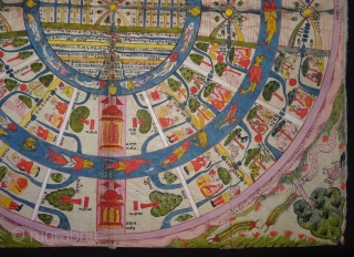 Jain Cosmological Mandala As A Plan of Jambudvipa or Adhidvipa Pata, Gujarat,Western India, On Paper,Mid-19th Century. Its Size is 52cm x 52cm (DSC04603).          