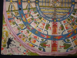 Jain Cosmological Mandala As A Plan of Jambudvipa or Adhidvipa Pata, Gujarat,Western India, On Paper,Mid-19th Century. Its Size is 52cm x 52cm (DSC04603).          