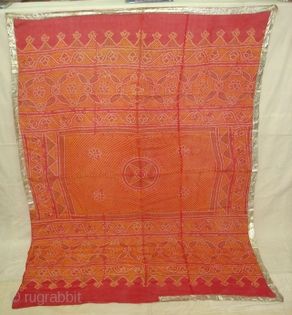 Odhani(cotton)Tie and Dye From Rajasthan. India.Belongs to Royal Rajput Group Of Mewar Rajasthan.C.1900.Its size is 180cmX240cm(DSC04171 New).                