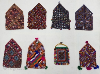 Eight different region Dowry Bujki Bags From North-West region of India and Pakistan, India.Cotton Embroidered with Silk(164457).                