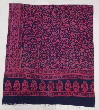 Saree Block-Print (batik) Cotton, From Kutch Gujarat, India. This is very rare kind of saree worn by the older lady of the house,(Like Grandmothers) known as ”Sadlo”.In Gujarati Language we use to  ...