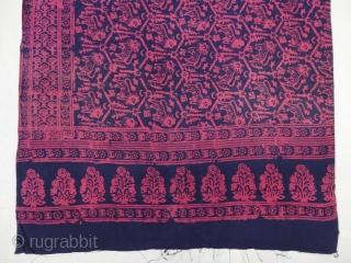 Saree Block-Print (batik) Cotton, From Kutch Gujarat, India. This is very rare kind of saree worn by the older lady of the house,(Like Grandmothers) known as ”Sadlo”.In Gujarati Language we use to  ...