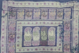 Fragment of a Baluchari Sari Pallu /Anchal with Nawab Riding the Elephant, From West Bengal. India. Mid -19th century.

Its size is 90cmX108cm(20220620_154553).           