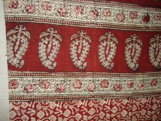 Early Block Print(Cotton Khadi)Fragment From Gujarat.This block Print has been made in early 18th century for Indonesian export market.Its size is 84cm x 245cm(DSC05187 New).        