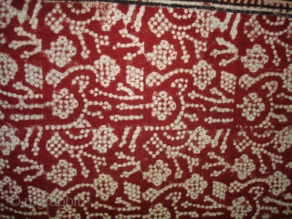 Early Block Print(Cotton Khadi)Fragment From Gujarat.This block Print has been made in early 18th century for Indonesian export market.Its size is 84cm x 245cm(DSC05187 New).        