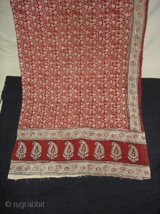 Early Block Print(Cotton Khadi)Fragment From Gujarat.This block Print has been made in early 18th century for Indonesian export market.Its size is 84cm x 245cm(DSC05187 New).        