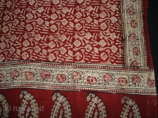 Early Block Print(Cotton Khadi)Fragment From Gujarat.This block Print has been made in early 18th century for Indonesian export market.Its size is 84cm x 245cm(DSC05187 New).        