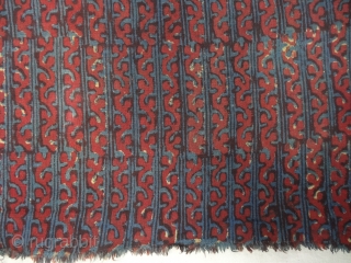 Indigo Blue,Early Daabu Block Print Yardage,(Natural Dyes on Khadi cotton) From Balotra, Rajasthan. India.C.1900. Its size is 82cmX400cm(DSC06401).               