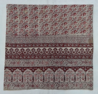 Block-Print Yardage,(Natural Dyes on Khadi cotton) From, Probably From Sidhpur Patan,Gujarat Region of western India. India.C.1900.Its size is 130cmX340cm(DSC06411).
              