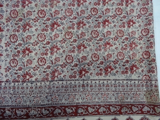 Block-Print Yardage,(Natural Dyes on Khadi cotton) From, Probably From Sidhpur Patan,Gujarat Region of western India. India.C.1900.Its size is 130cmX340cm(DSC06411).
              