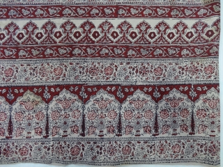 Block-Print Yardage,(Natural Dyes on Khadi cotton) From, Probably From Sidhpur Patan,Gujarat Region of western India. India.C.1900.Its size is 130cmX340cm(DSC06411).
              