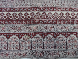 Block-Print Yardage,(Natural Dyes on Khadi cotton) From, Probably From Sidhpur Patan,Gujarat Region of western India. India.C.1900.Its size is 130cmX340cm(DSC06411).
              