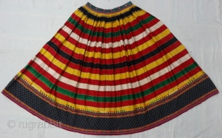 Mashru Ghaghara (Skirt) silk woven in Multi-Color, From Kutch Gujarat, India. Belong to women of Ahir group of Kutch Gujarat. Its Size is L-90cm, Round is 330cm(DSC06430).      