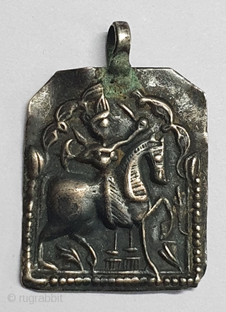 Tribal Indian Silver Pendant of Ramapir From Kutch Gujarat India.India. C.1900(20200624_162342).                      