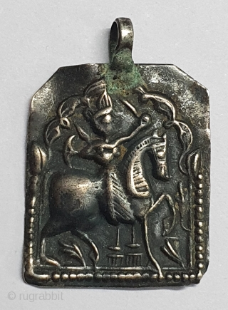 Tribal Indian Silver Pendant of Ramapir From Kutch Gujarat India.India. C.1900(20200624_162342).                      