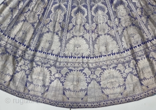 Wedding Lehenga  (Skirt) Zari (Real Silver) Brocade From Varanasi,  Uttar Pradesh. India.Known As Marwadi Lehenga. its  has  Fourteen KaliThe lehenga is fashioned from silk and real gold-polished silver zari. The silk is a deep  ...